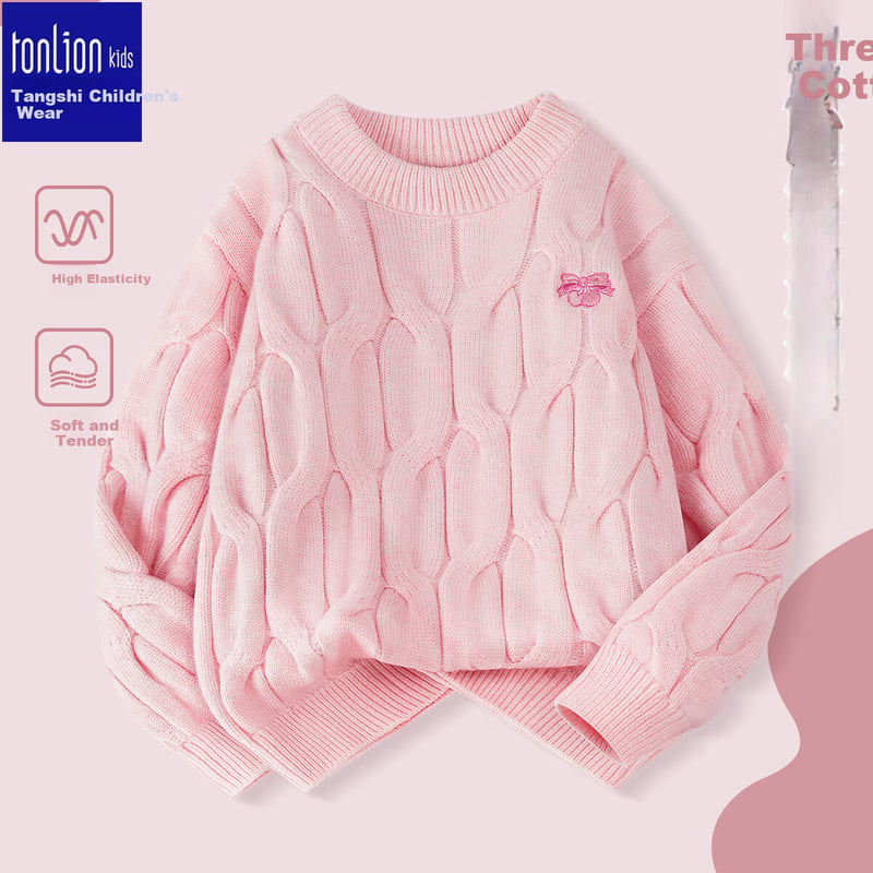 TonLion Girls' 3D Cable Knit Winter Sweater