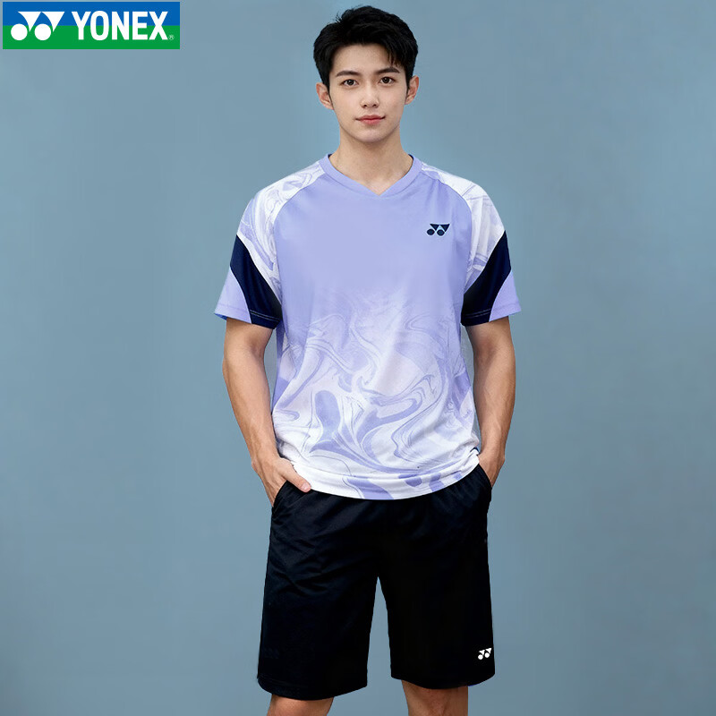 YONEX Men's Purple Short Sleeve T-Shirt