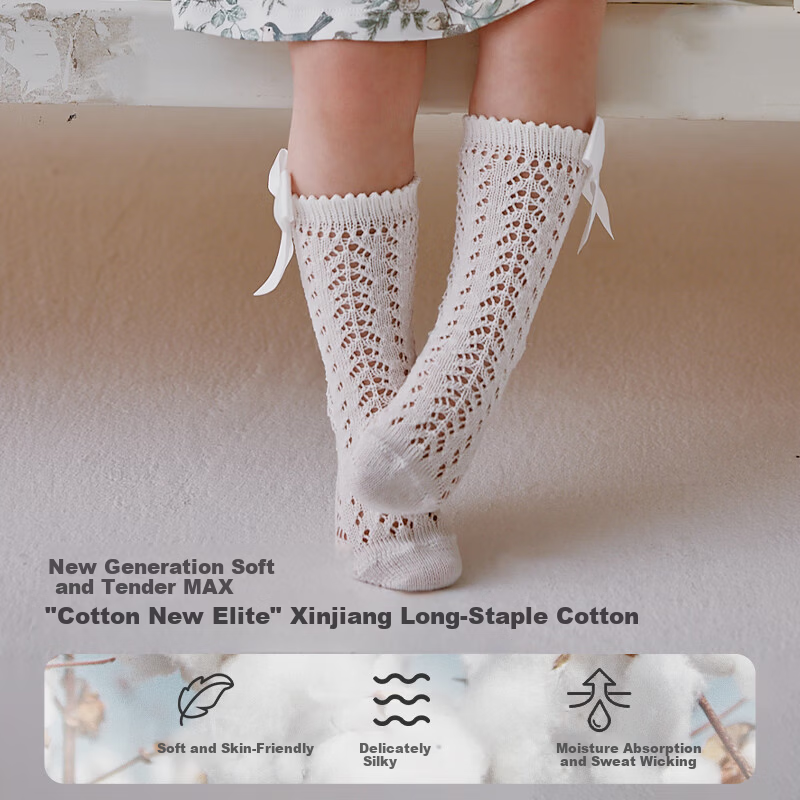 OAK FAMILY Bowknot Long Tube Socks for Girls