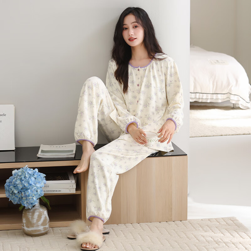 Fenteng Kean Women's Cotton Long Sleeve Lounge Pajamas