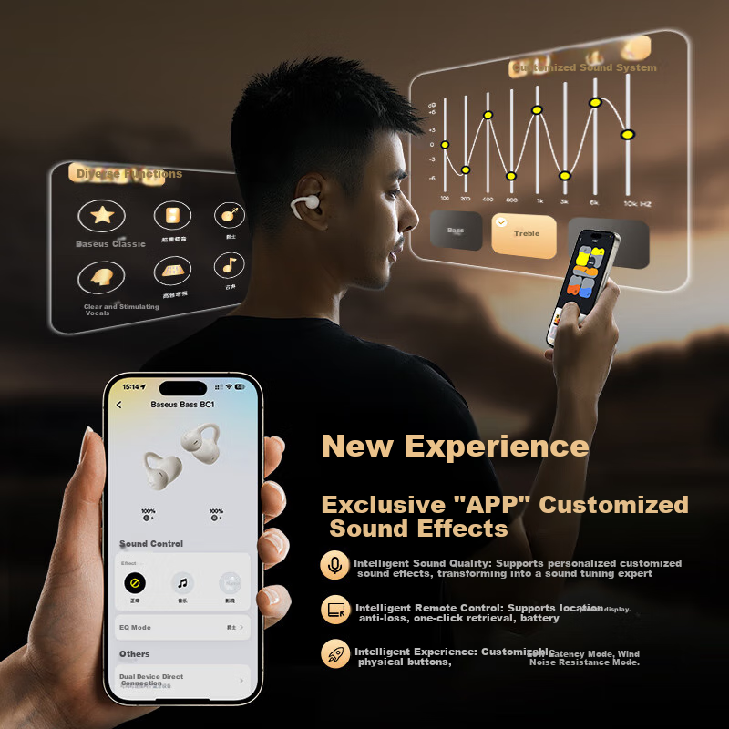 Baseus BC1 Bluetooth Earphones - Open-Air Design for Sports and Calls