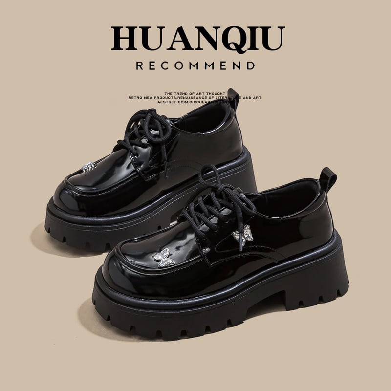 HUANQIU Women's Global Platform Loafers, Bowknot Casual Bl