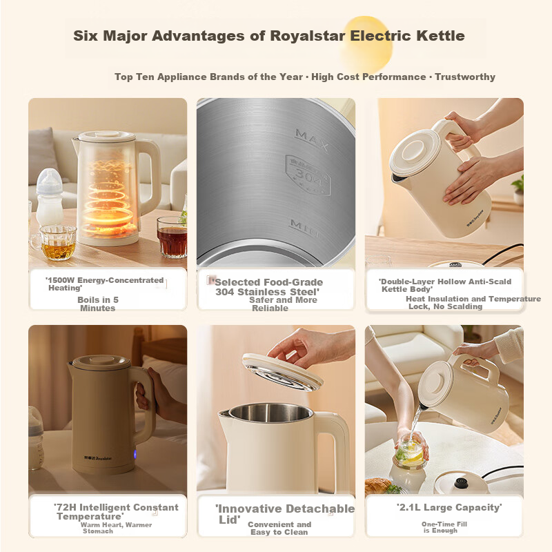Royalstar Electric Kettle with Auto Shut-off & Temperature Control
