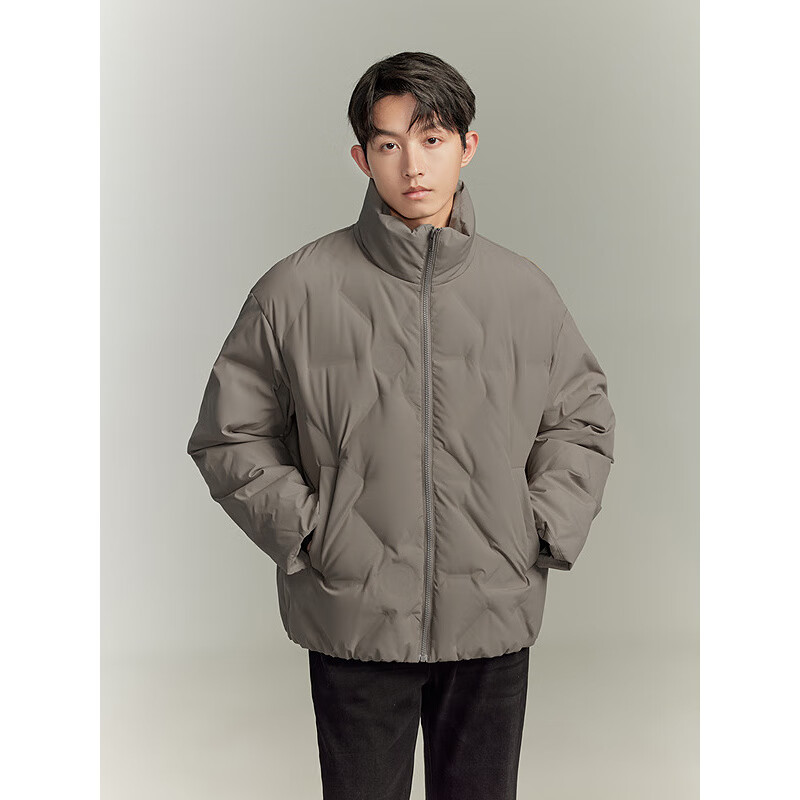 GXG Men's Casual Embossed Stand Collar Down Jacket