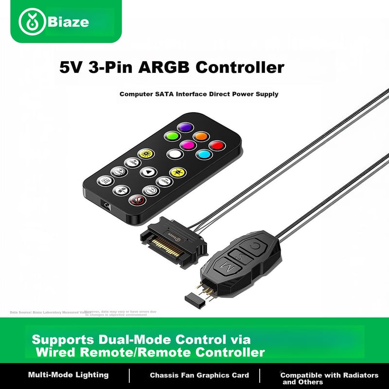 BIAZE ARGB Controller 5V 3-Pin Fan RGB Adapter