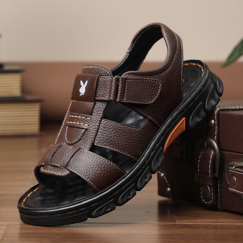 Playboy Men's Summer Casual Leather Sandals