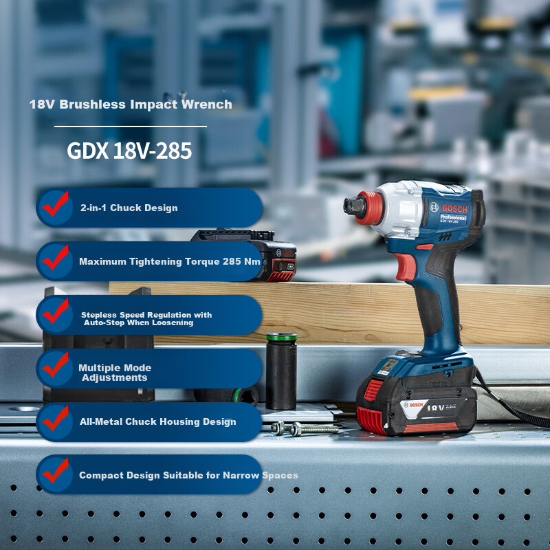 BOSCH 18V Brushless Impact Wrench 285Nm High Torque