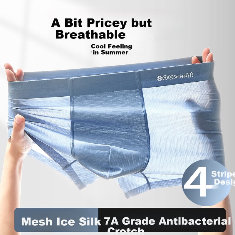 Hengyuanxiang Men's Ice Silk Breathable Boxer Briefs