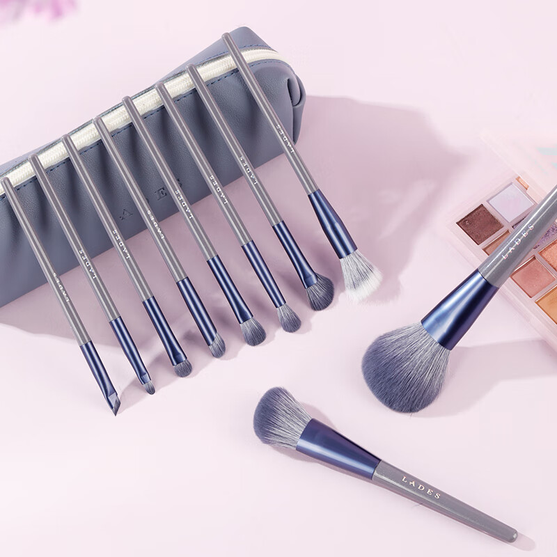 LADES 10-Piece Purple Rabbit Makeup Brush Set