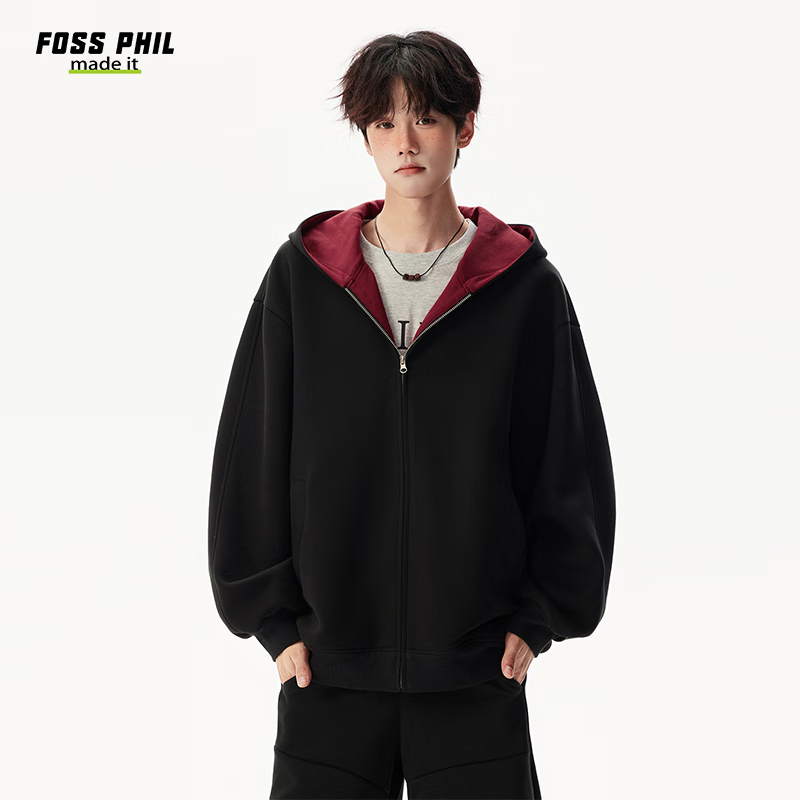 Foss Phil Men's Colorblock Hoodie with Double Zipper