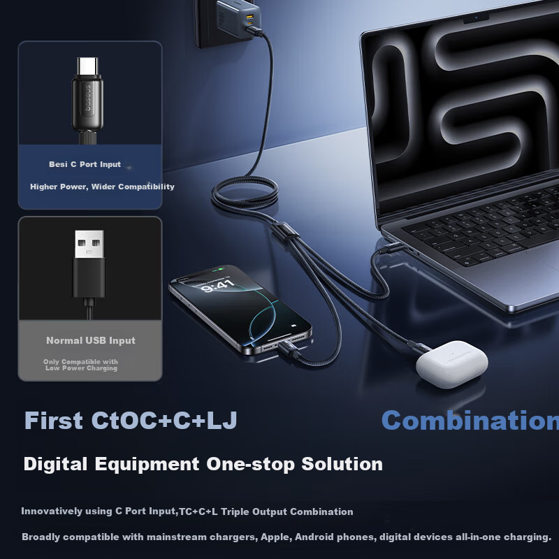 BASEUS Type-C 3-in-1 Fast Charging Cable 60W