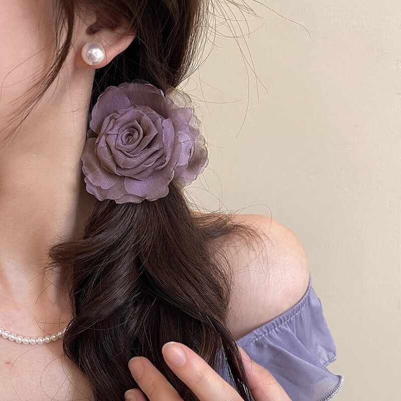 BQI Purple Camellia Flower Hair Claw Clip - 2025 Elegant Hair Accessory for Women