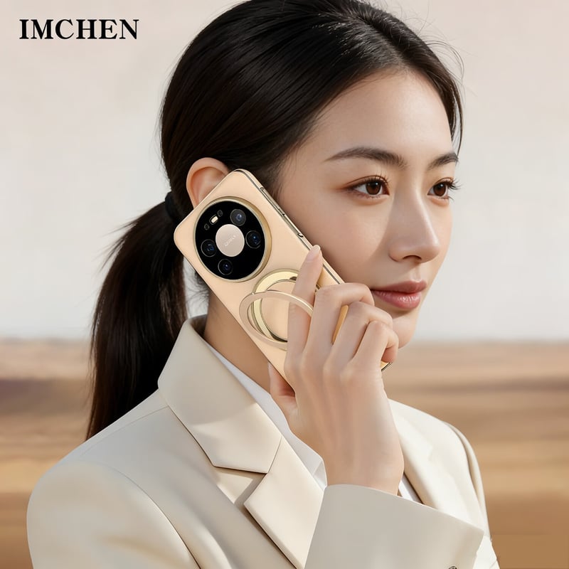 IM-CHEN Gold Rotating Stand Case for Huawei Mate80 Pro Max