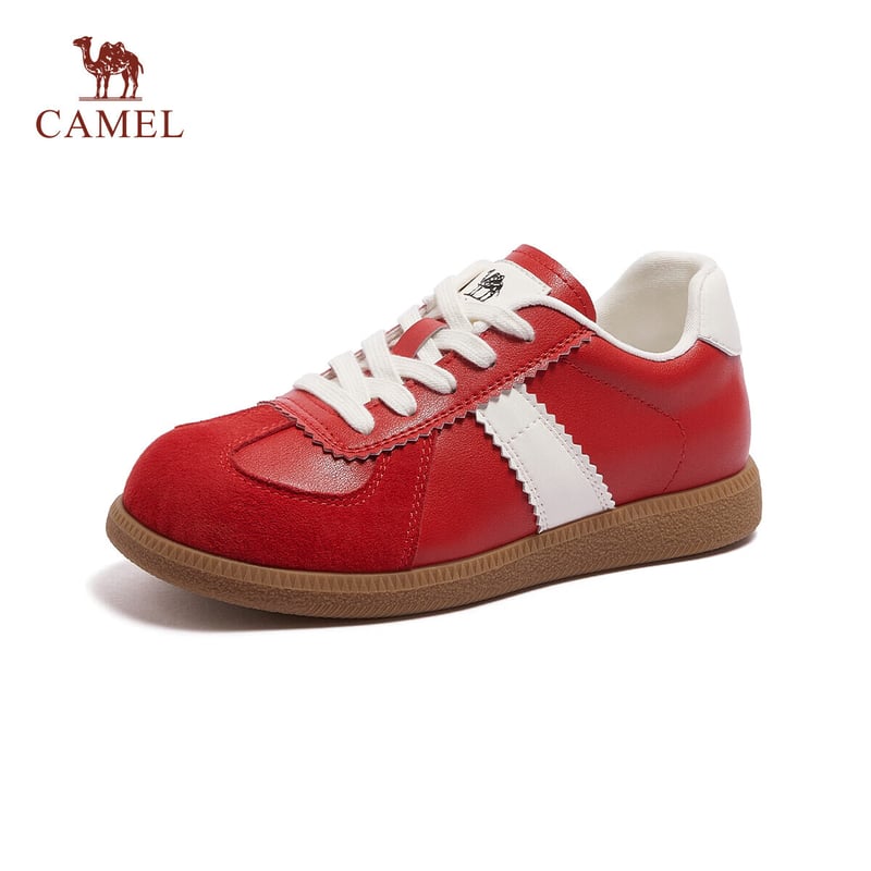 CAMEL Women's Retro Colorblock Platform Sneakers Red