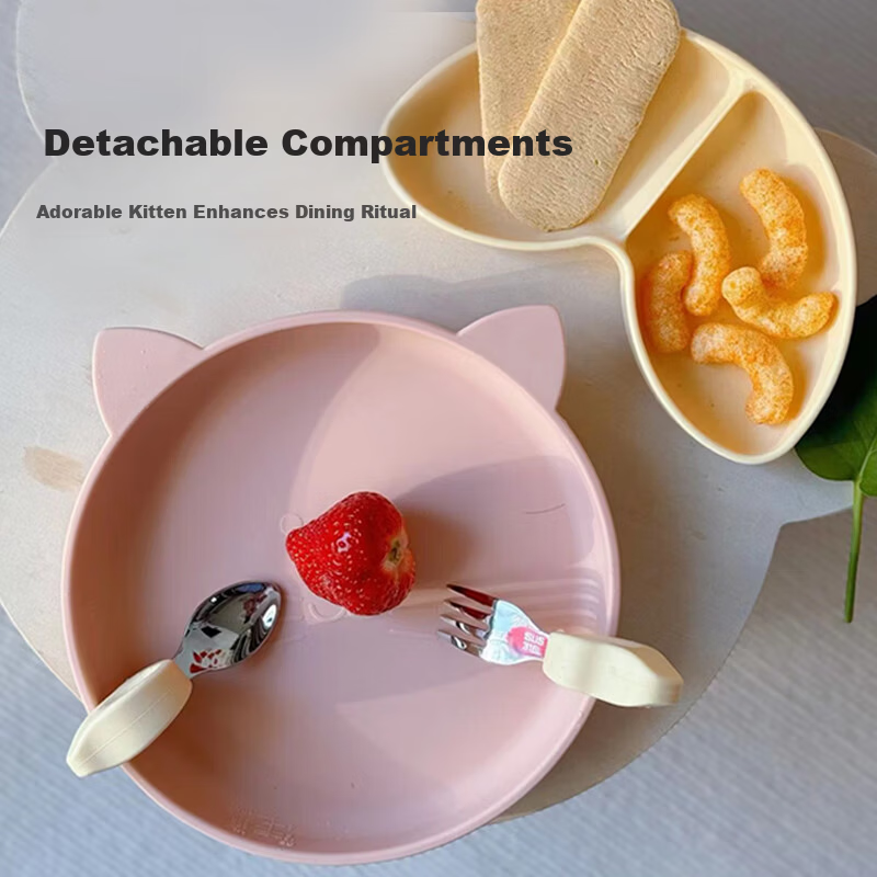 Qlittle Baby Sectioned Plate - Cinnamon Soy Milk Cookie Set