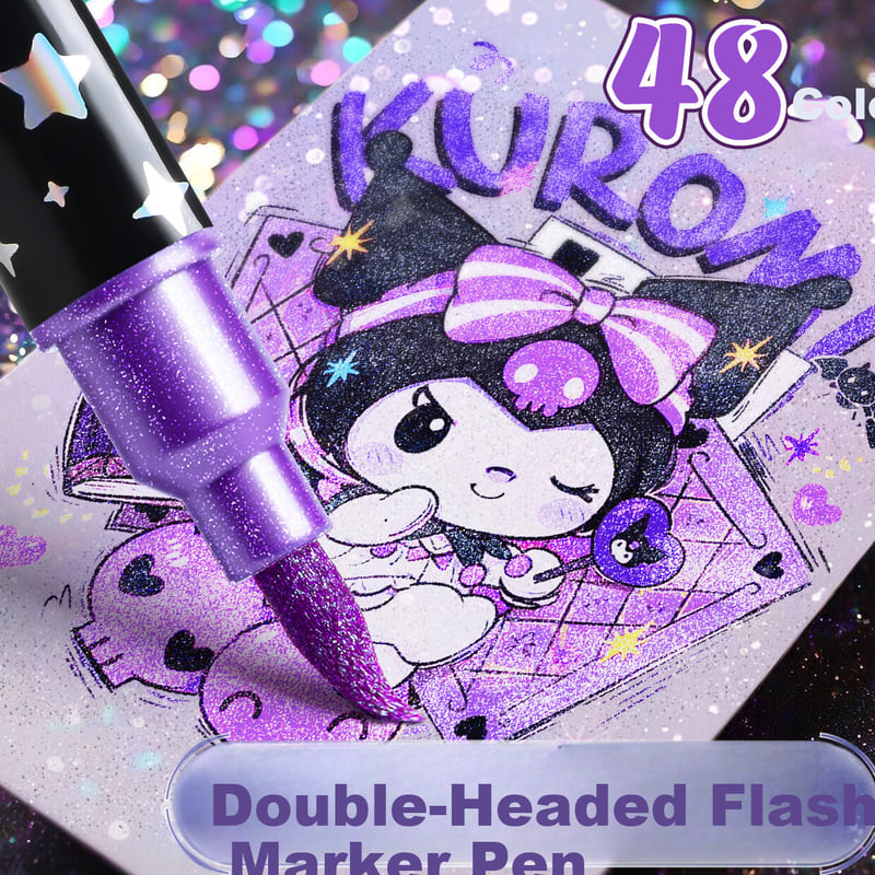 Shuxing Flash Markers - 24 Color Glitter Highlighter Pens