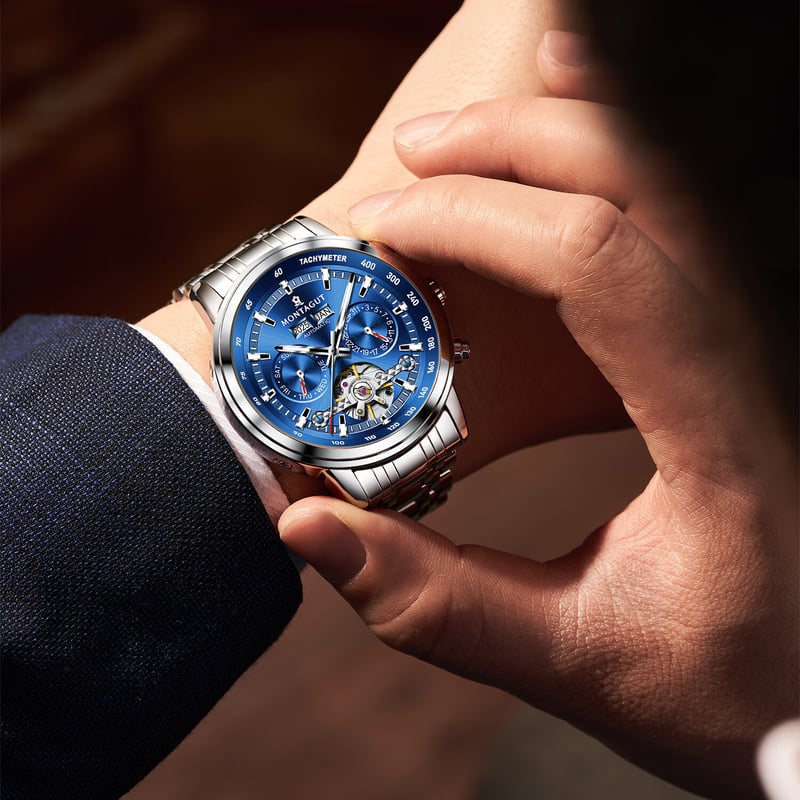 MONTAGUT Men's Skeleton Automatic Watch