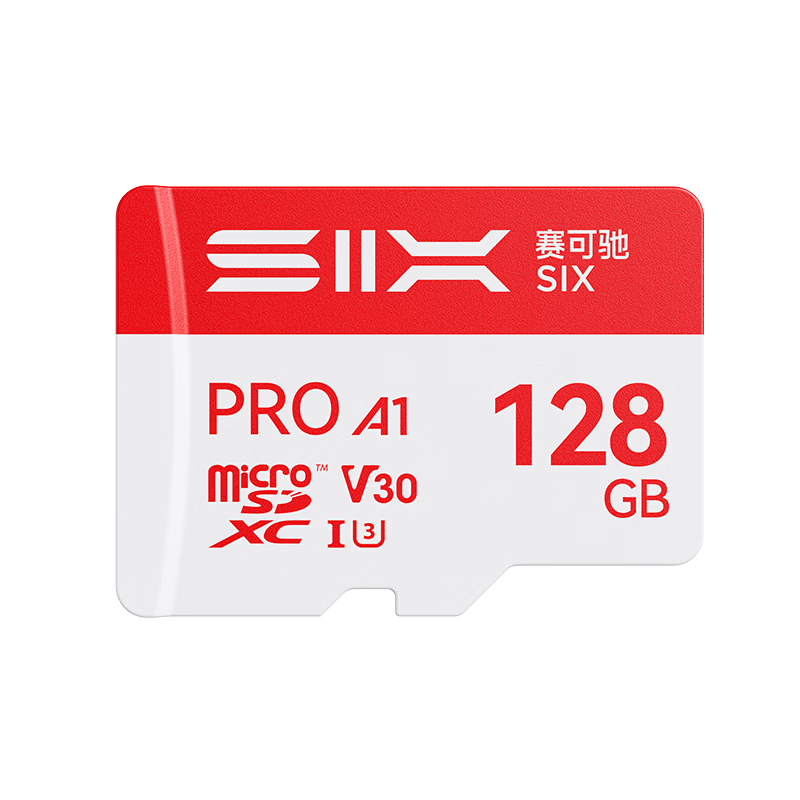 SIX 128GB High-Speed MicroSD Card U3 A1 V30