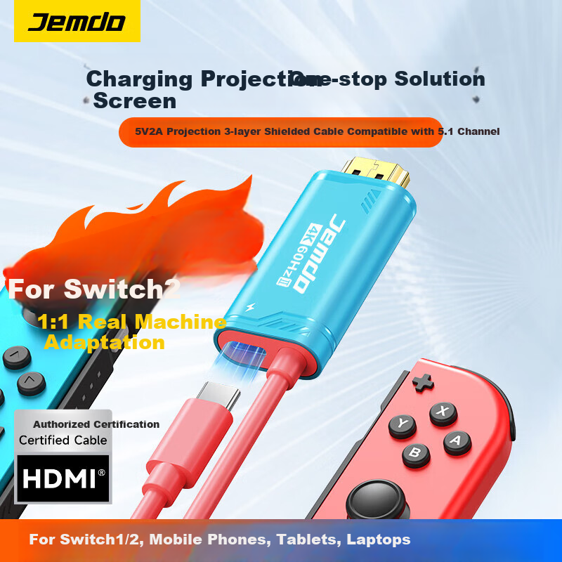 Jemdo Switch 2/1 Screen Mirroring Cable & Portable Stand Charger