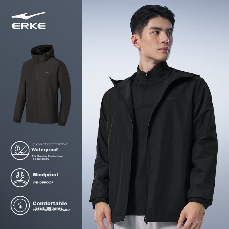 ERKE Windproof Fleece-Lined Jacket for Men