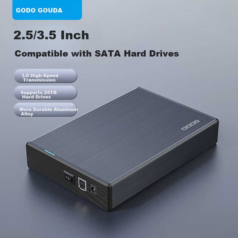 GODO 3.5" Hard Drive Enclosure - Vintage Brushed Finish