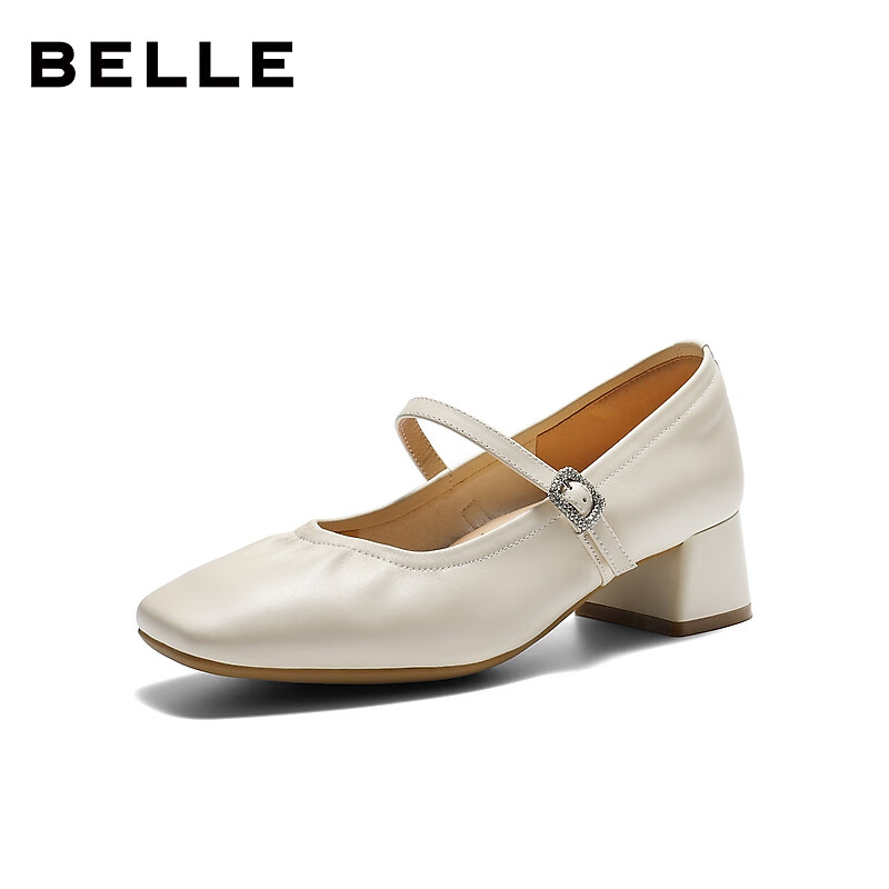 Belle Commuter Mary Jane Flats - Off-White Lambskin