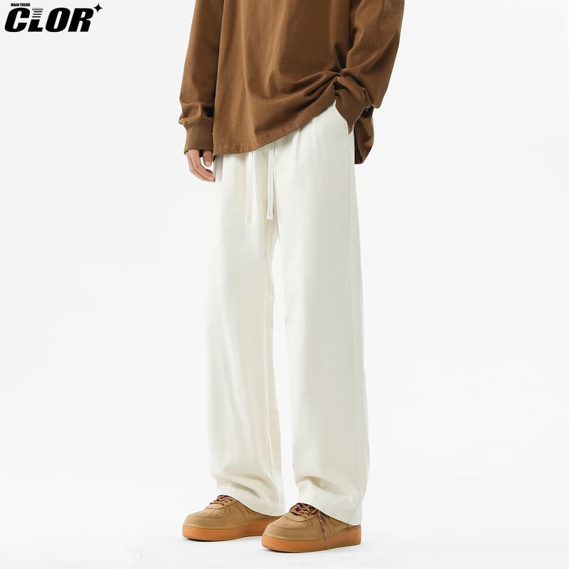 CLOR Pure Cotton Men's Floor-Length Wide-Leg Trouser