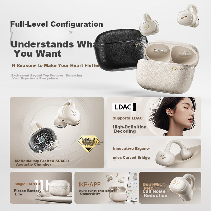 IKF Ear Clip Bluetooth Headphones