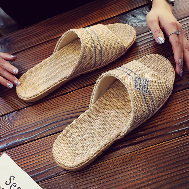 Hengyuanxiang Linen Slippers for Men and Women, Breathable Casual Shoes