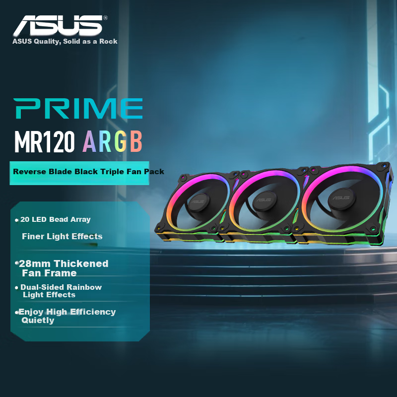 ASUS PRIME MR120 ARGB Anti-Leaf Black Fan Triple Pack