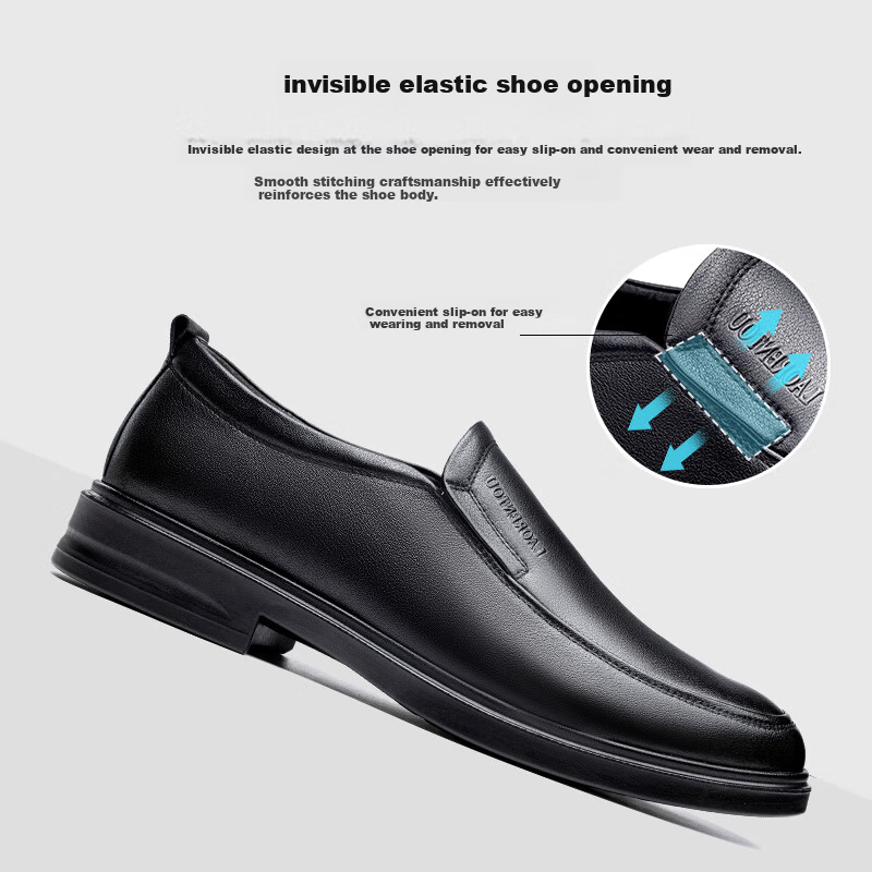 LAORENTOU Men's Breathable Cowhide Business Shoes