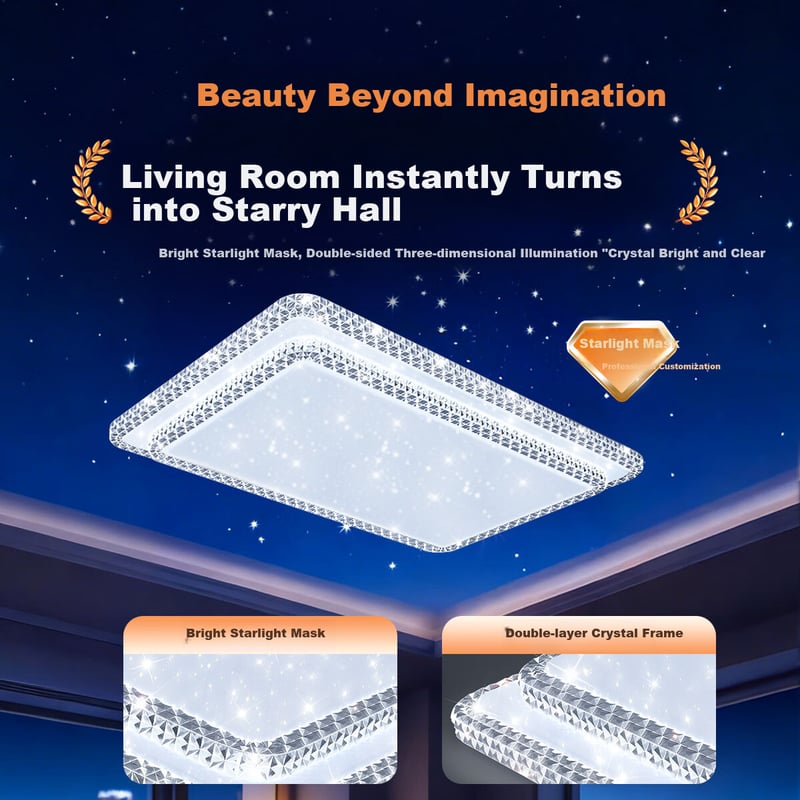 GUJIA LED Ceiling Light - 60W, 50cm Round, 3 Color Options
