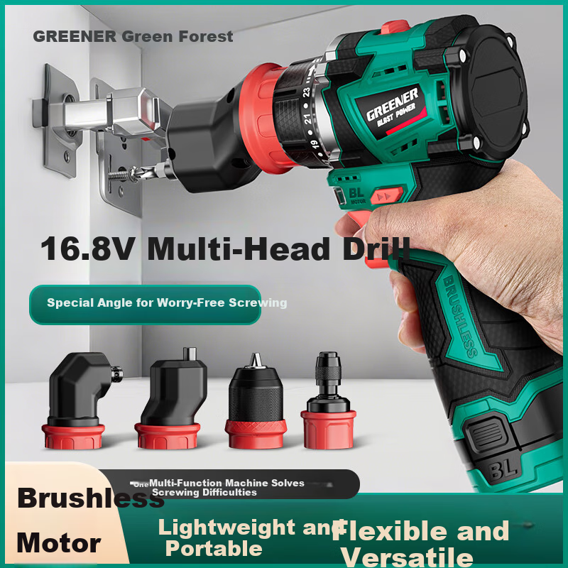 Greenlin 16.8V Cordless Drill with 4-in-1 Lithium Battery