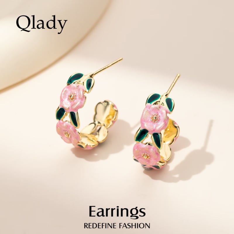 Qlady Camellia Ear Clips - 2026 New Year Elegant Style