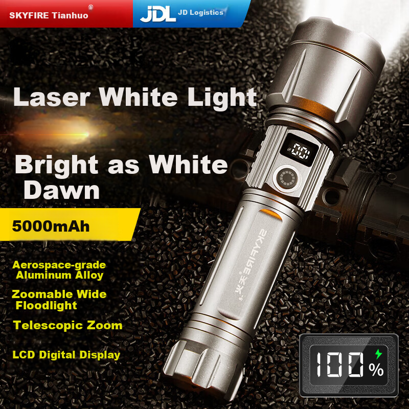 SkyFire High-Power LED Flashlight with Ultra-Long Battery Life
