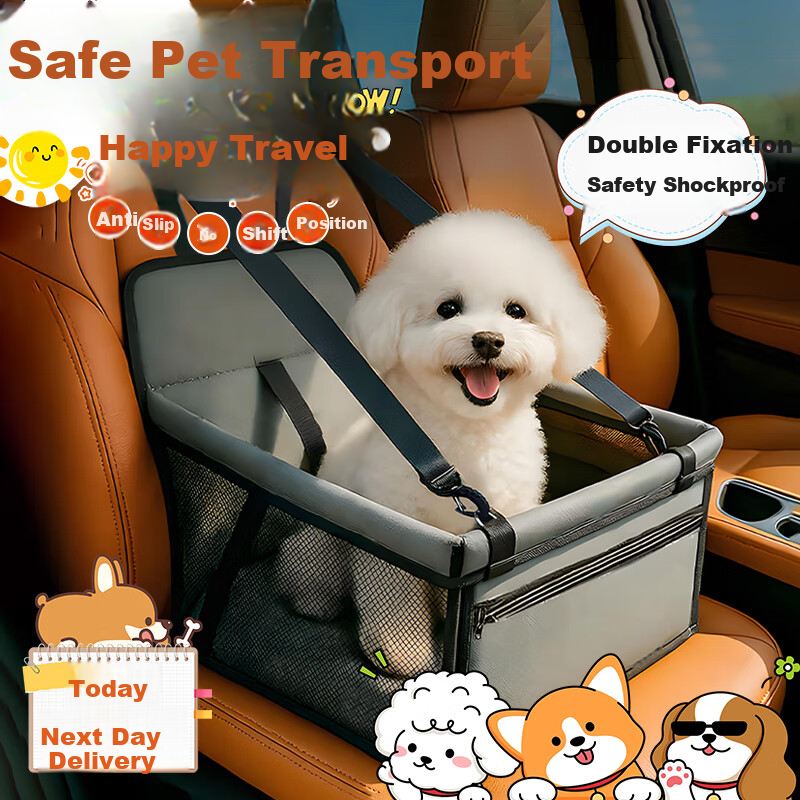 Beifute Foldable Pet Car Seat for Small Dogs & Cats