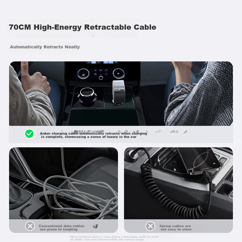 ANKER UFCS75W Car Charger with Retractable Cable