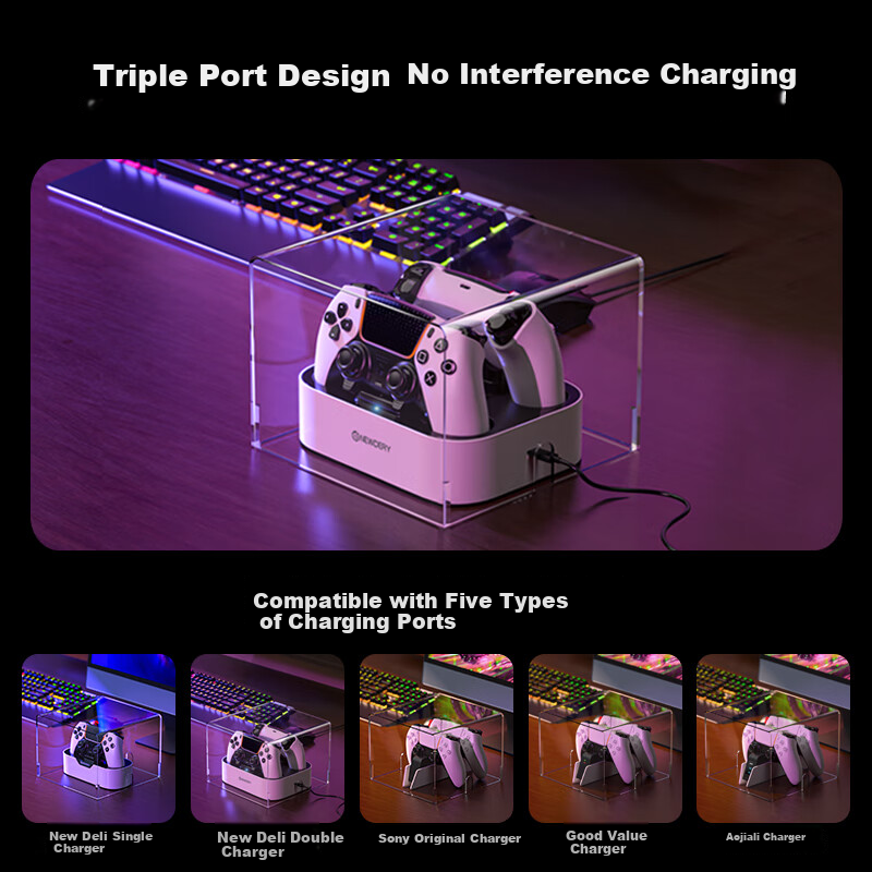 NEWDERY PS5 Controller Dust Cover & Charging Dock Base