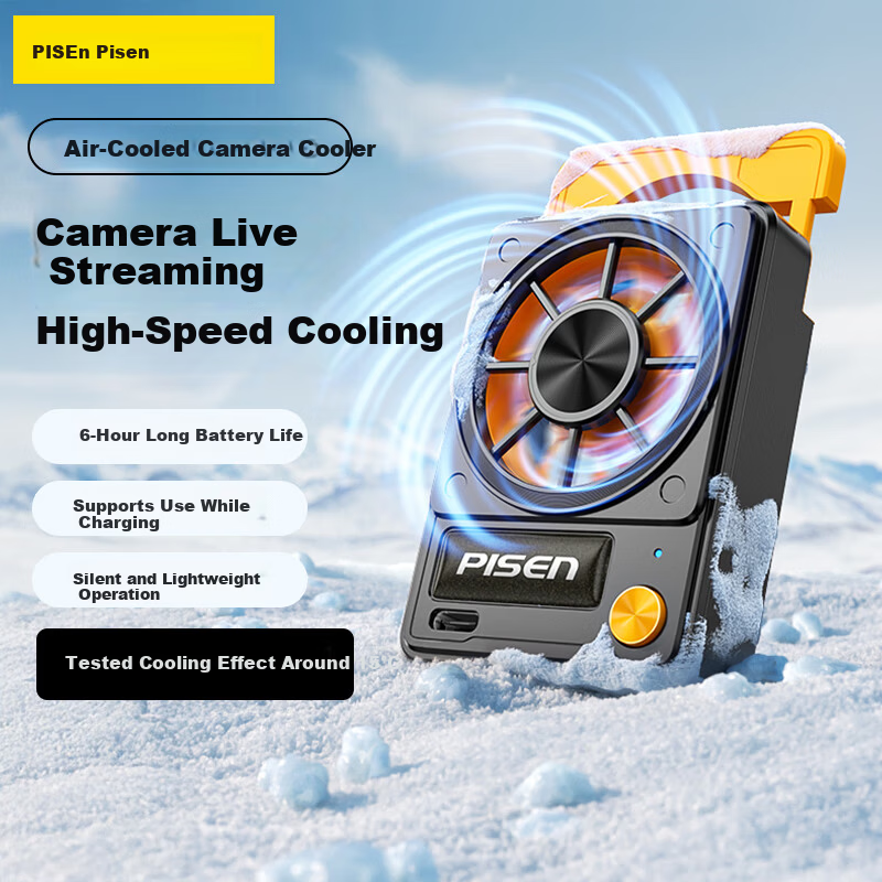 Pisen Air-Cooled Camera Cooler for Sony A7M4/ZVE10 Canon R5/R6/R10/R8 Nikon Z30 Fuji XT4 Live Stream