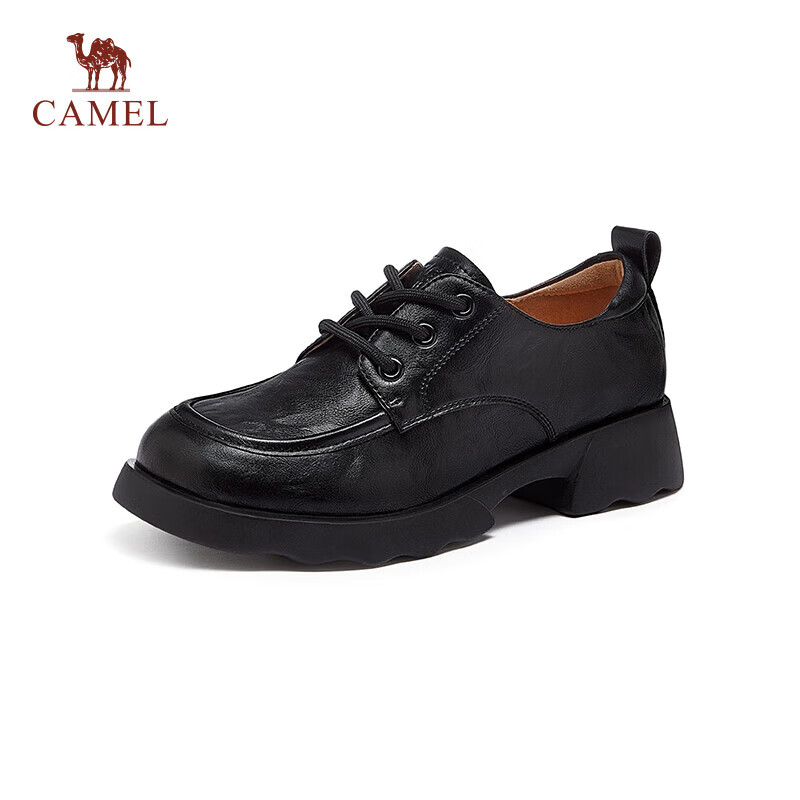 CAMEL Women's Casual Low-Cut Leather Shoes Chunky Heel