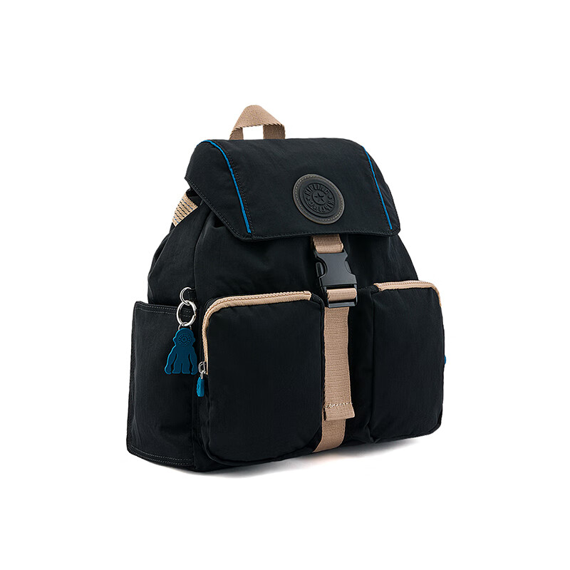 Kipling Commuter Large Backpack - Black and Blue Patchwork