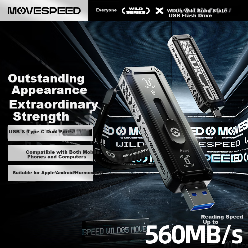 MOVE SPEED 512GB Dual-Port USB3.2 Flash Drive