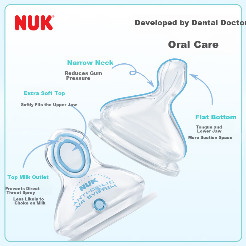 NUK Wide Neck Baby Bottle with Temperature-Sensitive Nipple