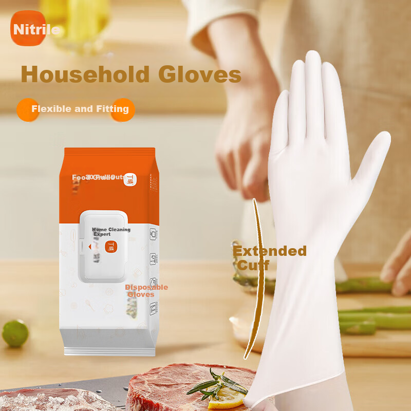 Nitrile Disposable Gloves - 12-Inch Kitchen Dishwashing Gloves