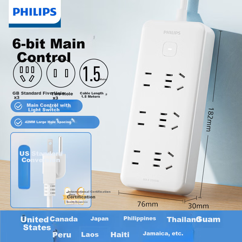PHILIPS Power Strip Adapter for UK & More