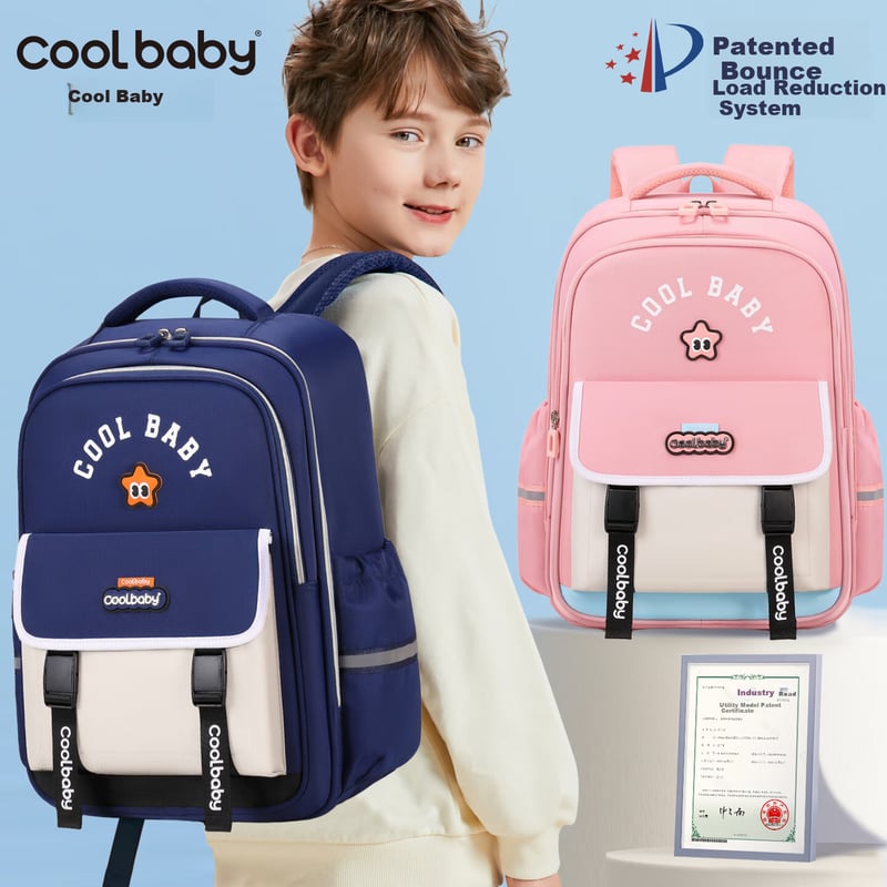 COOLBABY Primary School Backpack - Ergonomic & Lightweight for Kids Grades 1-6