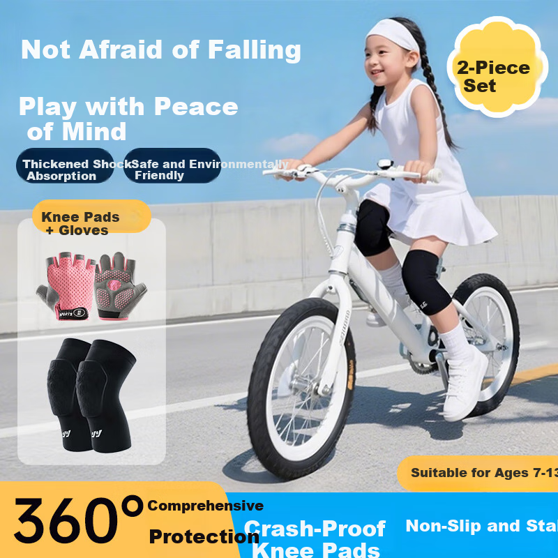 Ousen Kids Cycling Gear Set: Knee Pads & Gloves