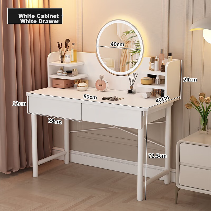 OLENOUFENG Modern Minimalist Dressing Table with LED Light