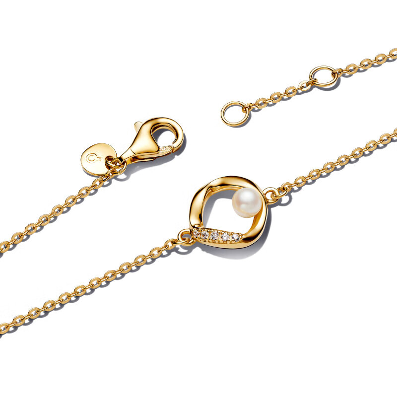 Pandora Essence 'Don't Cry' Round Pearl Bracelet - Gold