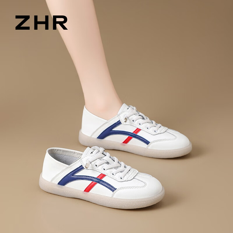 ZHR Women's White Sneakers - Lightweight Casual Leather Shoes